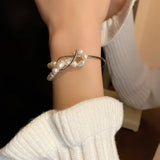 KAITIN Letter Square Fresh Water Pearl Detachable Women Bracelet