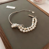 KAITIN Letter Square Fresh Water Pearl Detachable Women Bracelet