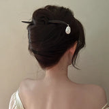 Irregular Pearl Geometric Wooden Hairpin for Women Ball Head Hair Jewelry