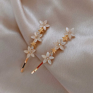 Opal Five-petal Flower Hairpin Korea Liu Haipin Hair Jewelry Female