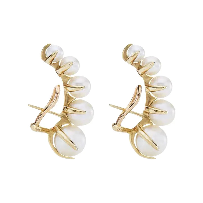 KAITIN Pearl Earrings French Vintage Style Personality Daily Earrings Female
