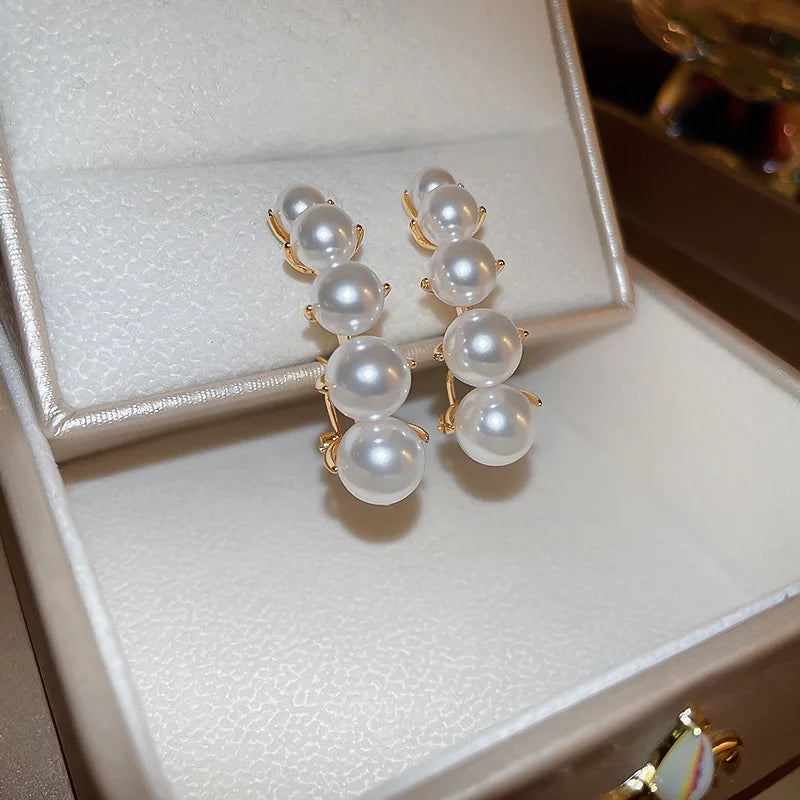 KAITIN Pearl Earrings French Vintage Style Personality Daily Earrings Female