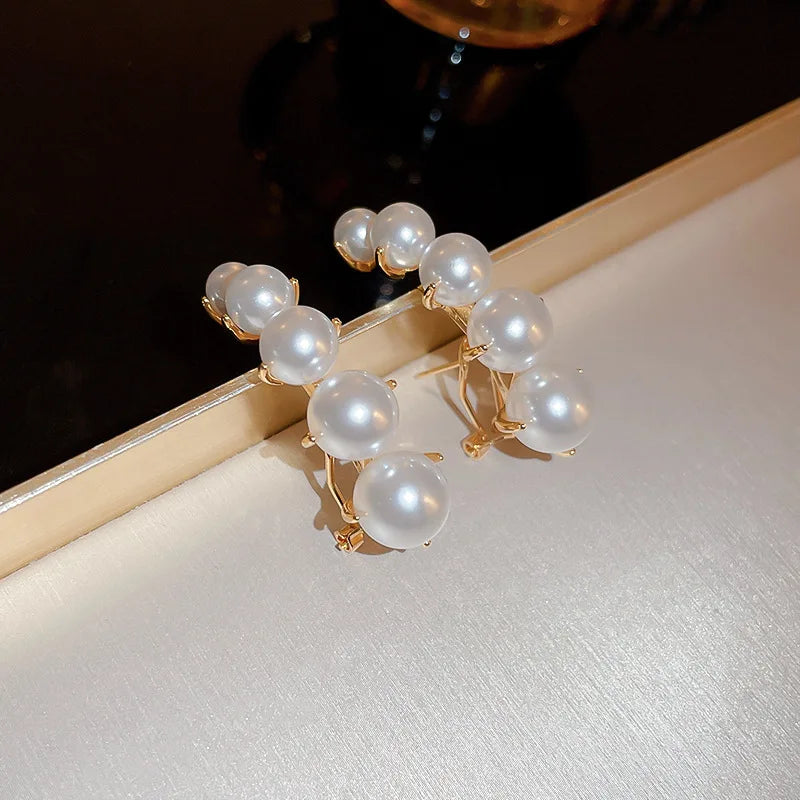 KAITIN Pearl Earrings French Vintage Style Personality Daily Earrings Female