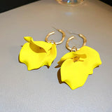 Yellow Flower Earrings 925 Silver Holiday Style Drop Earrings