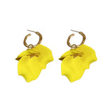 Yellow Flower Earrings 925 Silver Holiday Style Drop Earrings