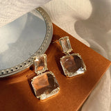 KAITIN Geometric Crystal Earrings 925 Silver Needle Jewelry