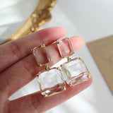 KAITIN Geometric Crystal Earrings 925 Silver Needle Jewelry