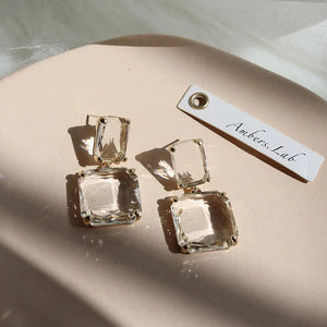 KAITIN Geometric Crystal Earrings 925 Silver Needle Jewelry