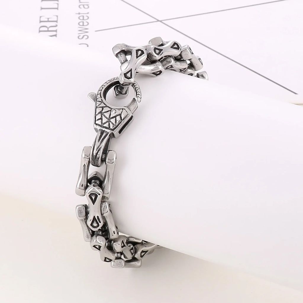 11mm Vintage Stainless Steel Bicycle Chain Men's Bracelet