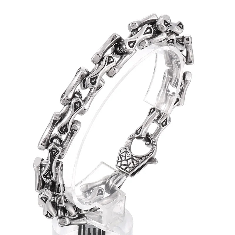 11mm Vintage Stainless Steel Bicycle Chain Men's Bracelet