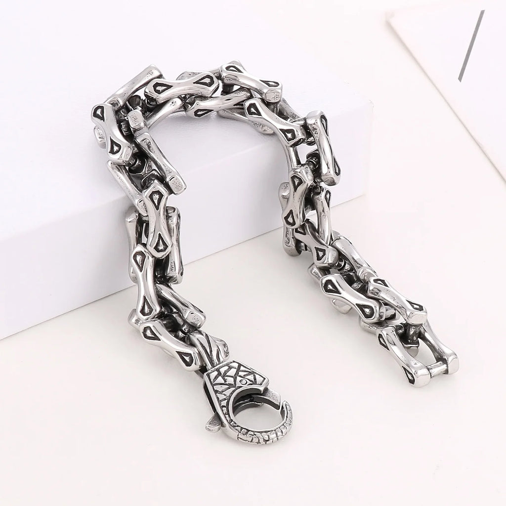 11mm Vintage Stainless Steel Bicycle Chain Men's Bracelet