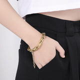 18K Heavy Chain Bracelet Women Stainless Steel Gold/Silver Statement Jewelry