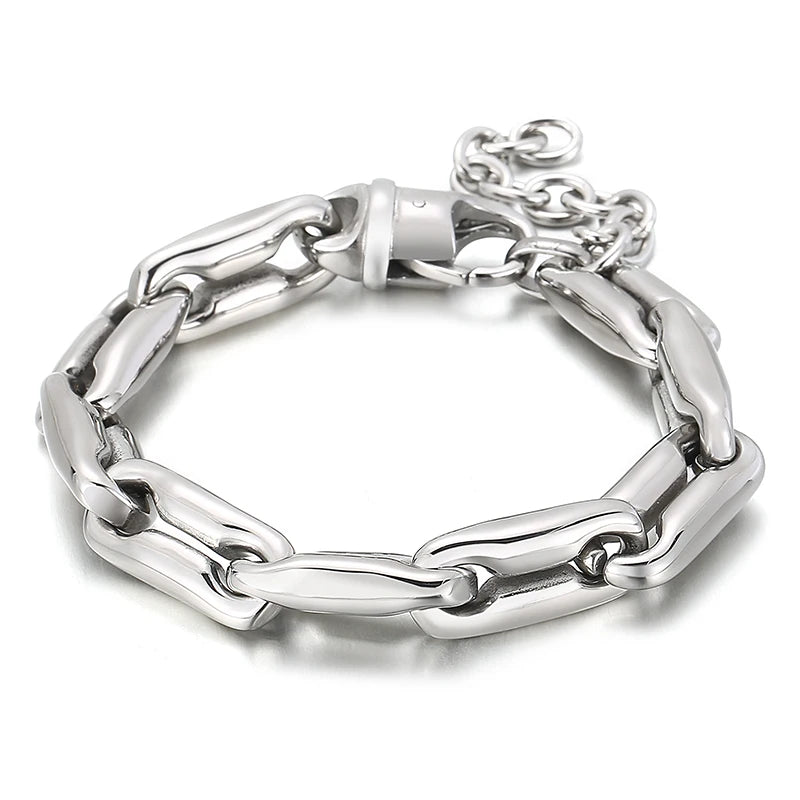 18K Heavy Chain Bracelet Women Stainless Steel Gold/Silver Statement Jewelry
