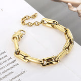18K Heavy Chain Bracelet Women Stainless Steel Gold/Silver Statement Jewelry