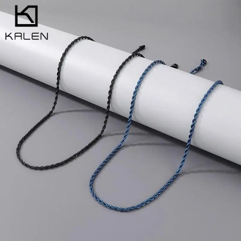 3MM Stainless Steel Twist Chain Necklace Colorful Plating Jewelry Gift