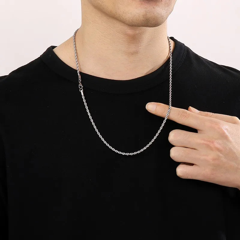 3MM Stainless Steel Twist Chain Necklace Colorful Plating Jewelry Gift