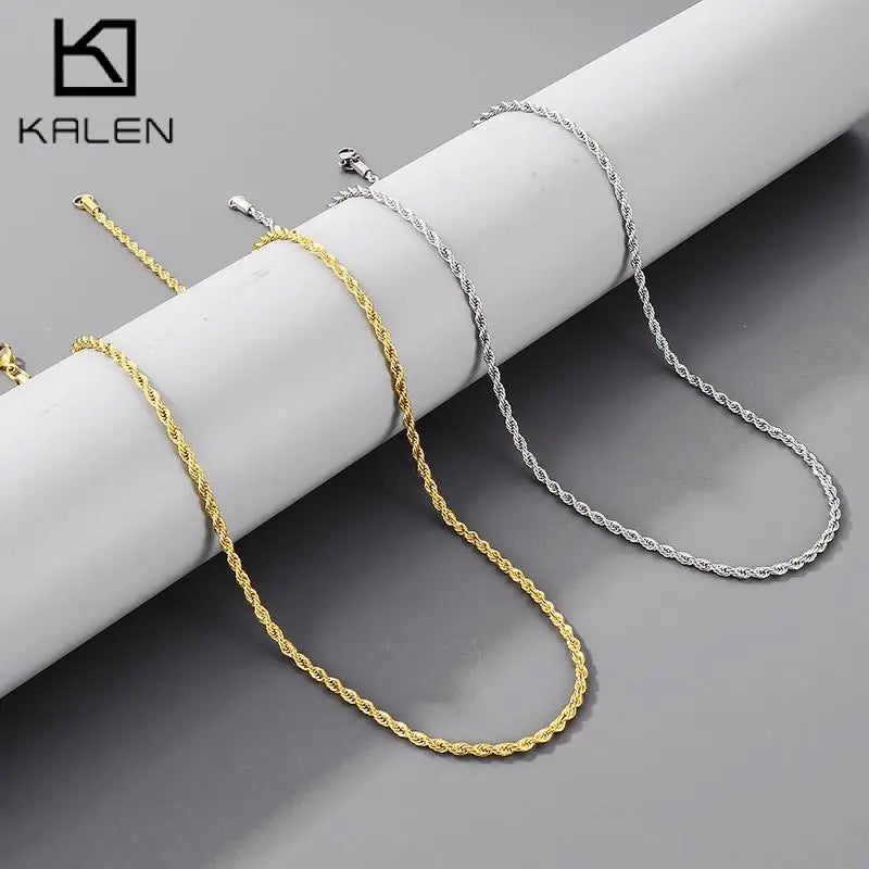 3MM Stainless Steel Twist Chain Necklace Colorful Plating Jewelry Gift