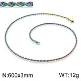 3MM Stainless Steel Twist Chain Necklace Colorful Plating Jewelry Gift