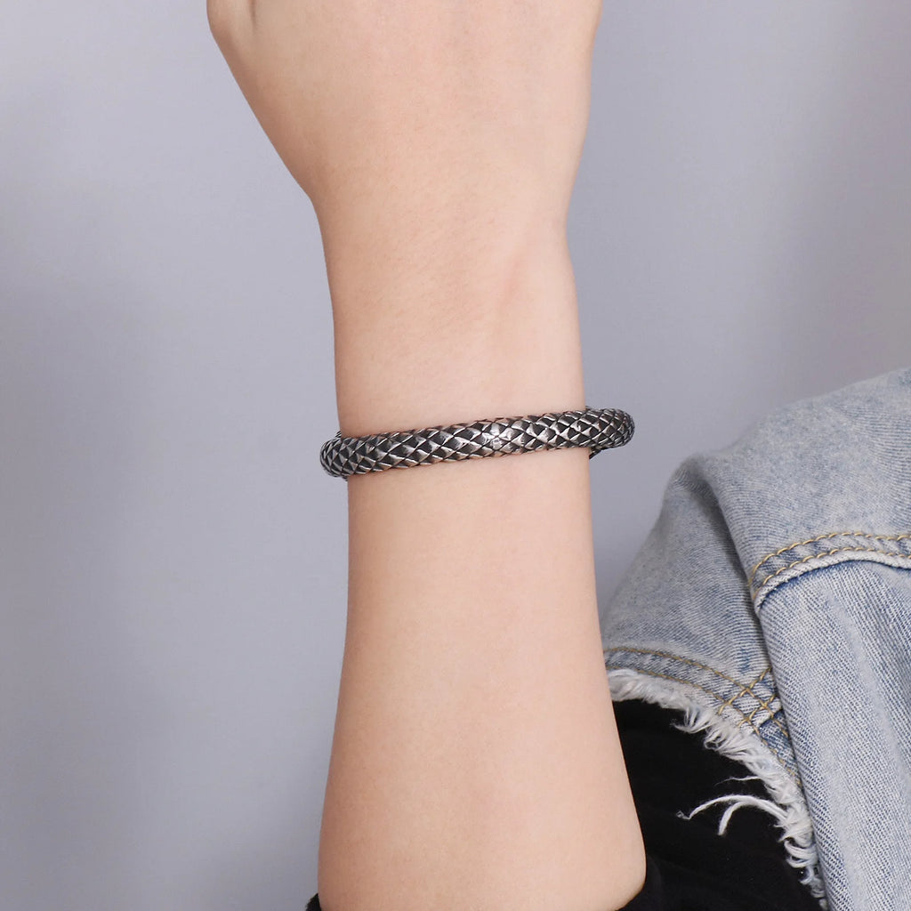 Vintage Snake Charm Open Bangle Stainless Steel 316L Women Accessories