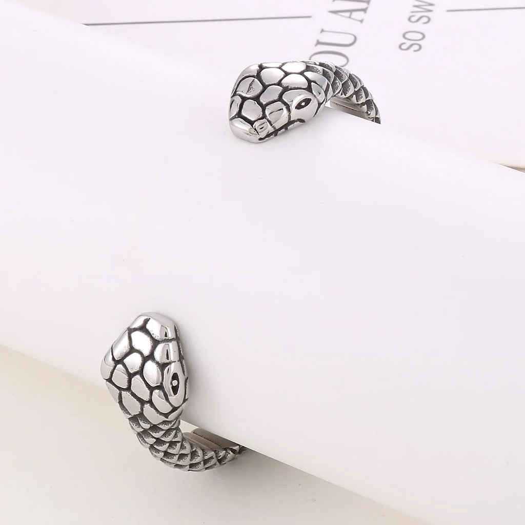 Vintage Snake Charm Open Bangle Stainless Steel 316L Women Accessories