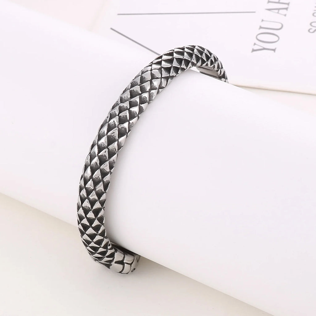 Vintage Snake Charm Open Bangle Stainless Steel 316L Women Accessories