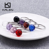 Bohemia Crystal Beads Rings Stainless Steel Wedding Bands Jewelry