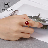 Bohemia Crystal Beads Rings Stainless Steel Wedding Bands Jewelry