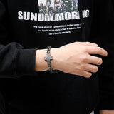 Byzantine Chain Link Bracelet Cross Charm Men's Stainless Steel Bracelet