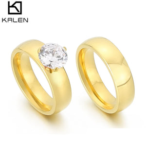 Classic Stainless Steel Couple Rings 6MM Men Women Engagement Jewelry