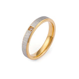 Stainless Steel Rhinestone Anillos Brushed Wedding Bands