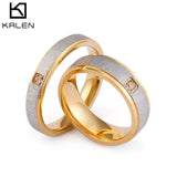 Stainless Steel Rhinestone Anillos Brushed Wedding Bands