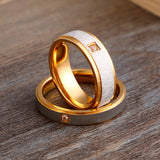 Stainless Steel Rhinestone Anillos Brushed Wedding Bands