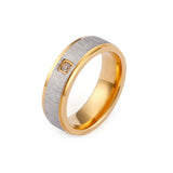 Stainless Steel Rhinestone Anillos Brushed Wedding Bands