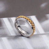 Dubai Stainless Steel Women's Ring Two Links Ball Anillos Jewelry #6~#10