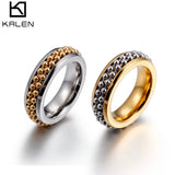 Dubai Stainless Steel Women's Ring Two Links Ball Anillos Jewelry #6~#10