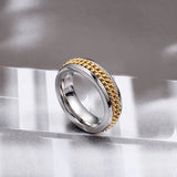 Dubai Stainless Steel Women's Ring Two Links Ball Anillos Jewelry #6~#10