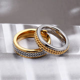 Dubai Stainless Steel Women's Ring Two Links Ball Anillos Jewelry #6~#10