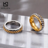 Dubai Stainless Steel Women's Ring Two Links Ball Anillos Jewelry #6~#10