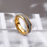 Dubai Stainless Steel Women's Ring Two Links Ball Anillos Jewelry #6~#10
