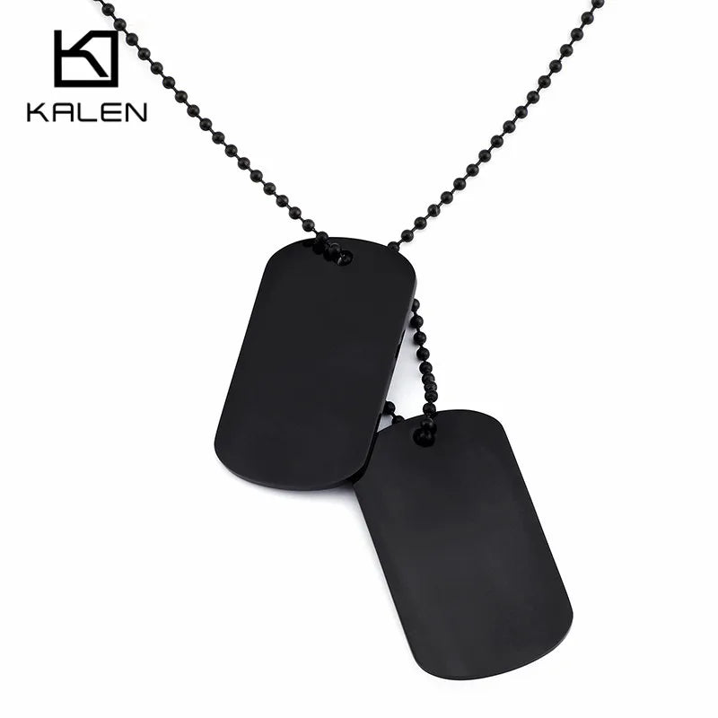 Engraved Dog Tags Name Pendant Necklaces Men Jewelry Gift