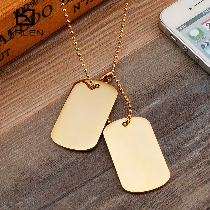 Engraved Dog Tags Name Pendant Necklaces Men Jewelry Gift