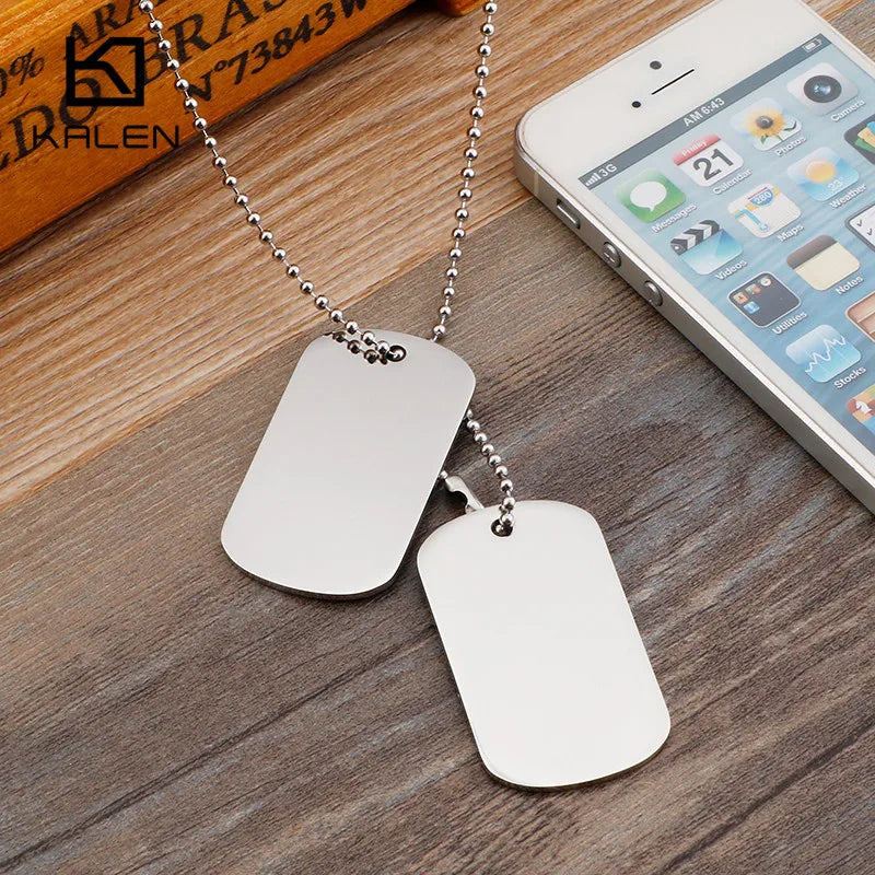 Engraved Dog Tags Name Pendant Necklaces Men Jewelry Gift