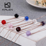 Bohemia Glass Crystal Pendant Necklace Tri-Color Stainless Steel Choker