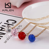 Bohemia Glass Crystal Pendant Necklace Tri-Color Stainless Steel Choker
