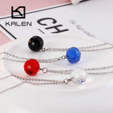 Bohemia Glass Crystal Pendant Necklace Tri-Color Stainless Steel Choker