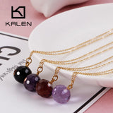 Bohemia Glass Crystal Pendant Necklace Tri-Color Stainless Steel Choker