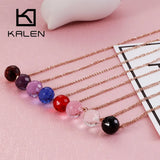 Bohemia Glass Crystal Pendant Necklace Tri-Color Stainless Steel Choker