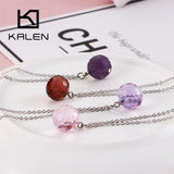 Bohemia Glass Crystal Pendant Necklace Tri-Color Stainless Steel Choker