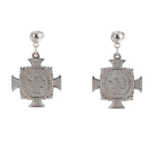 Stainless Steel Virgin Mary Earrings Punk Cross Religious Jewelry