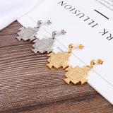 Stainless Steel Virgin Mary Earrings Punk Cross Religious Jewelry